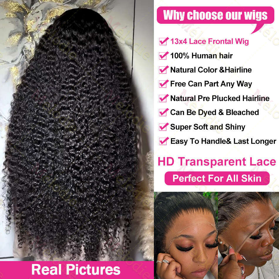 Water 13x6 Lace Front Human Hair Wigs For Women 30 34 Inch HD Wet And Wavy Loose Deep Wave Frontal Wig