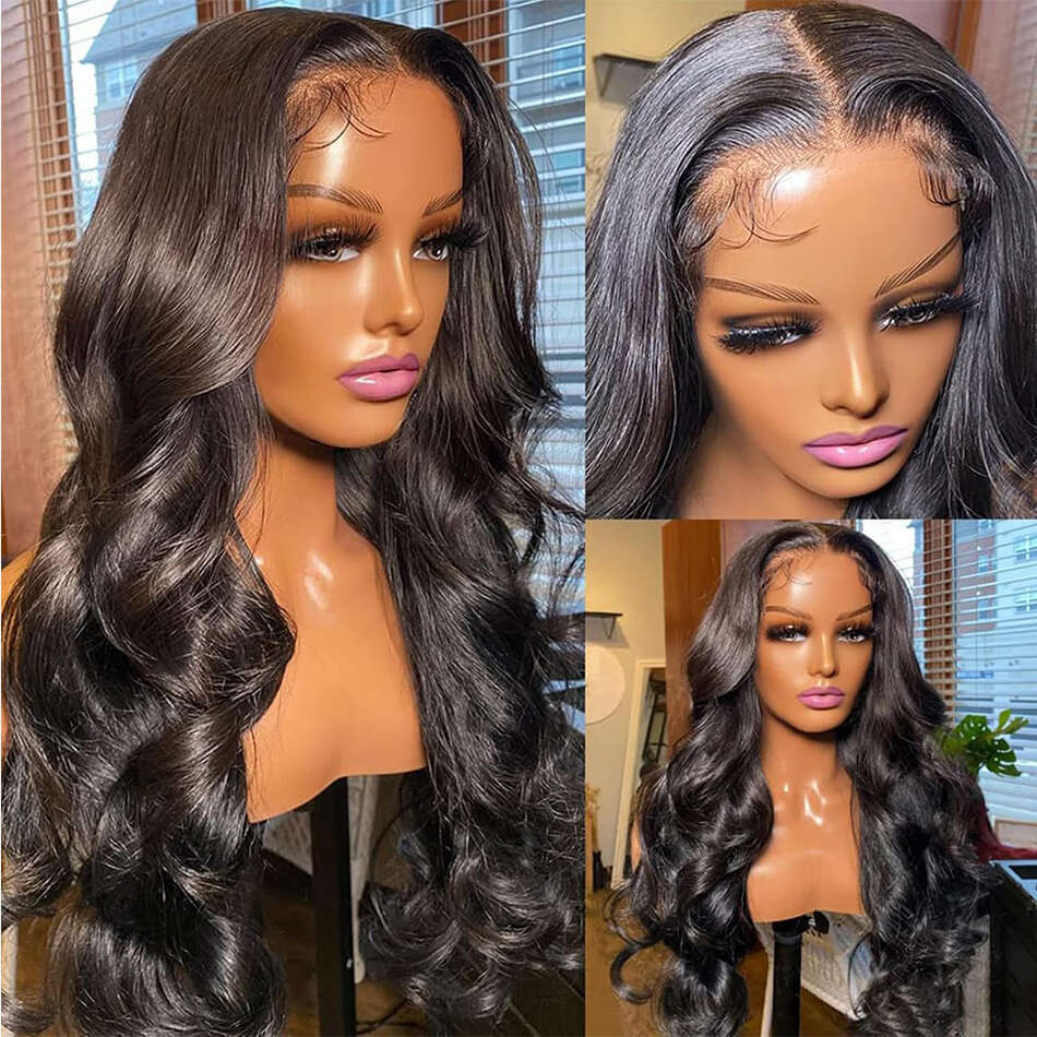 Brazilian Front Wigs For Women Body Wave 13x4 Human Hair Frontal Transparent Lace Wig Natural Black