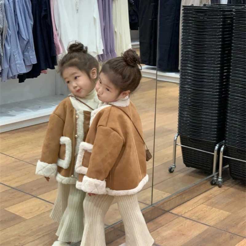 Girls outerwear jacket winter cotton windproof casual warm thick velvet youth sports gift childrens clothing M241018