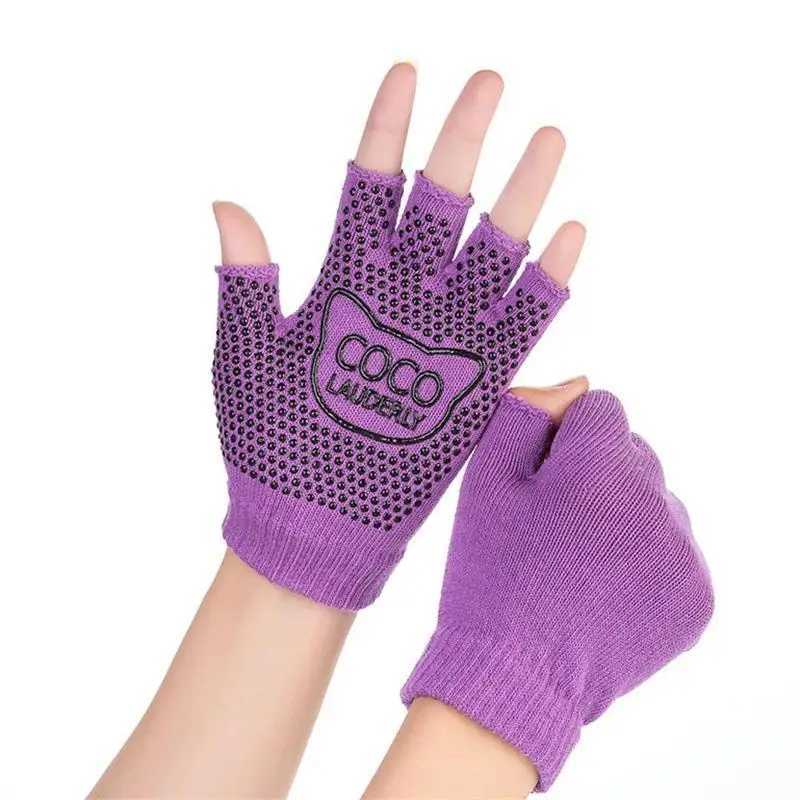 1. Half finger gloves indoor dance fitness yoga gloves new womens Pilates warm and non slip open finger glovesW241018