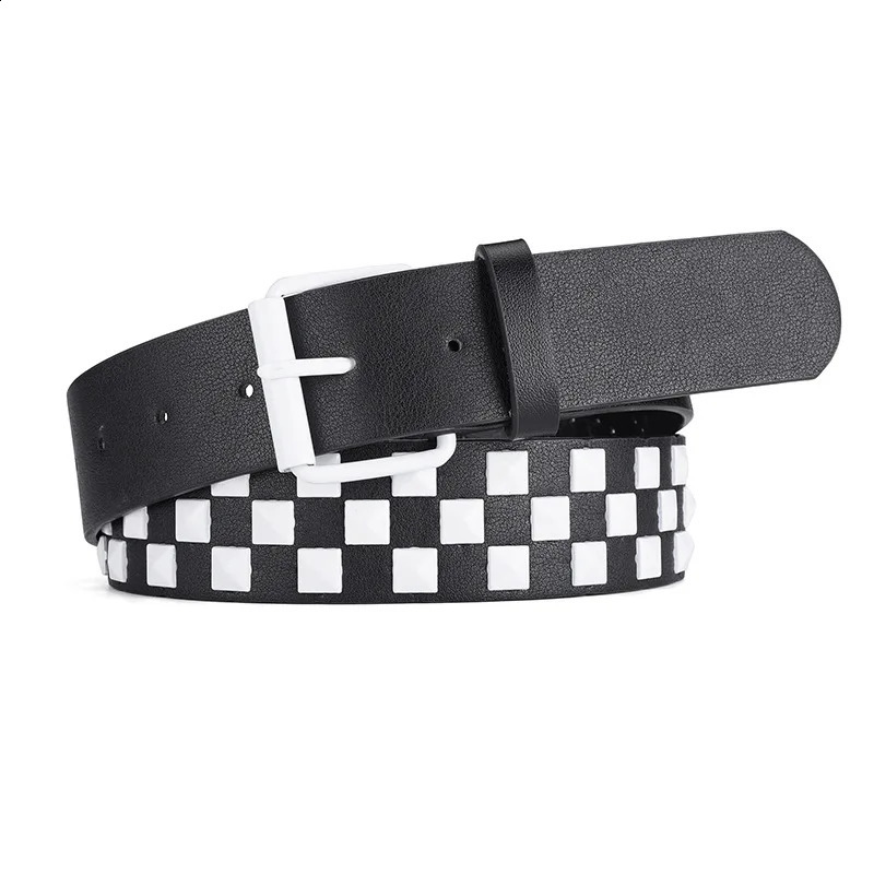 White Hip Hop Punk Neutral Belt Rose Red Square Decorative Pin Buckle Girls Fashion Edition Jeans Y2k Womens Belt 241018