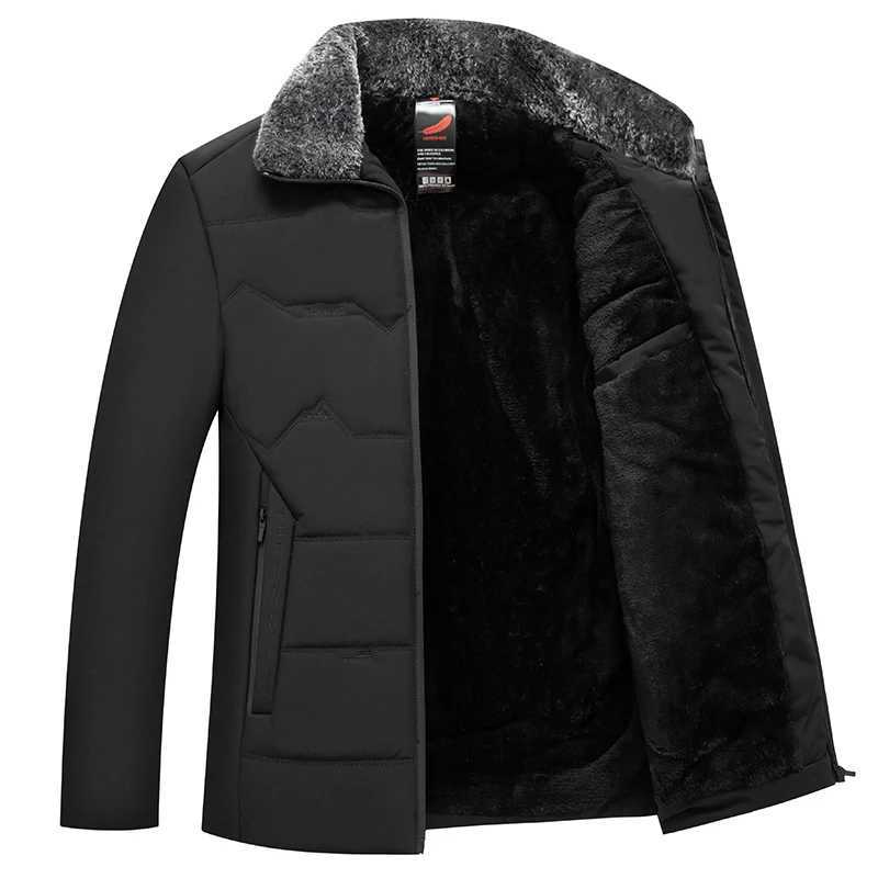 Winter Mens Warm Plus Velvet Parkas Fur Linner Thicken Jacket Male Casual Fleece Overcoat Cotton Liner Black Loose Windbreaker LX241018