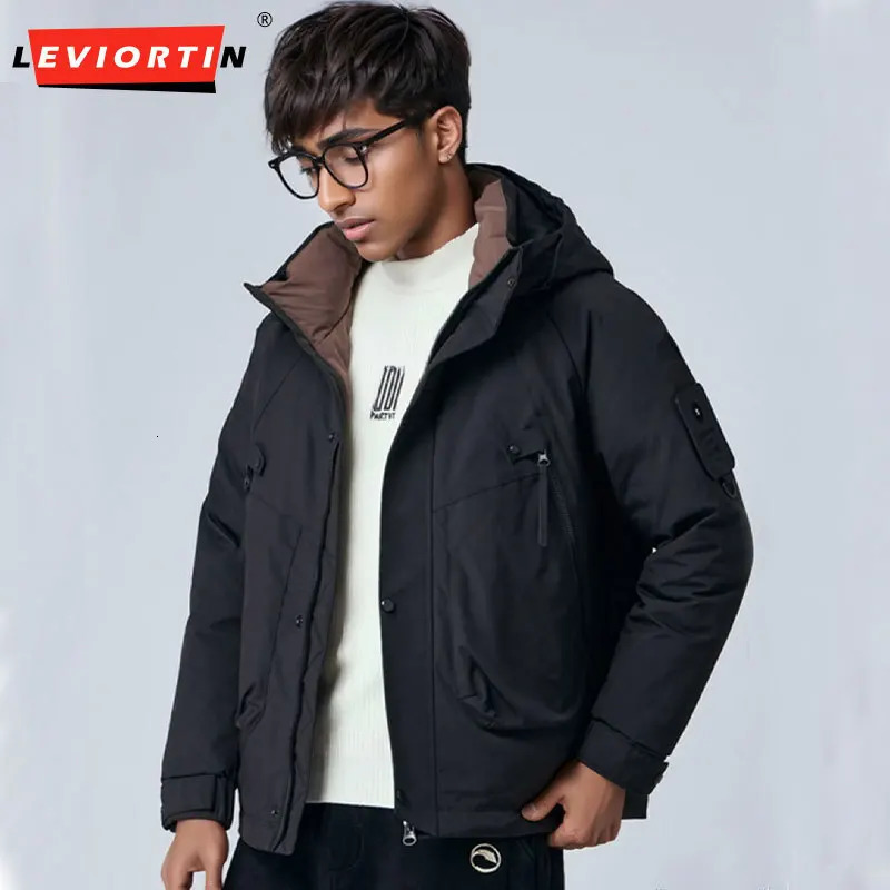 Fall Winter Men Cargo Duck Down Jacket Outdoor Functional Windproof Cold Resistant Hooded Man Worewear Thicken Warm Coat 241018