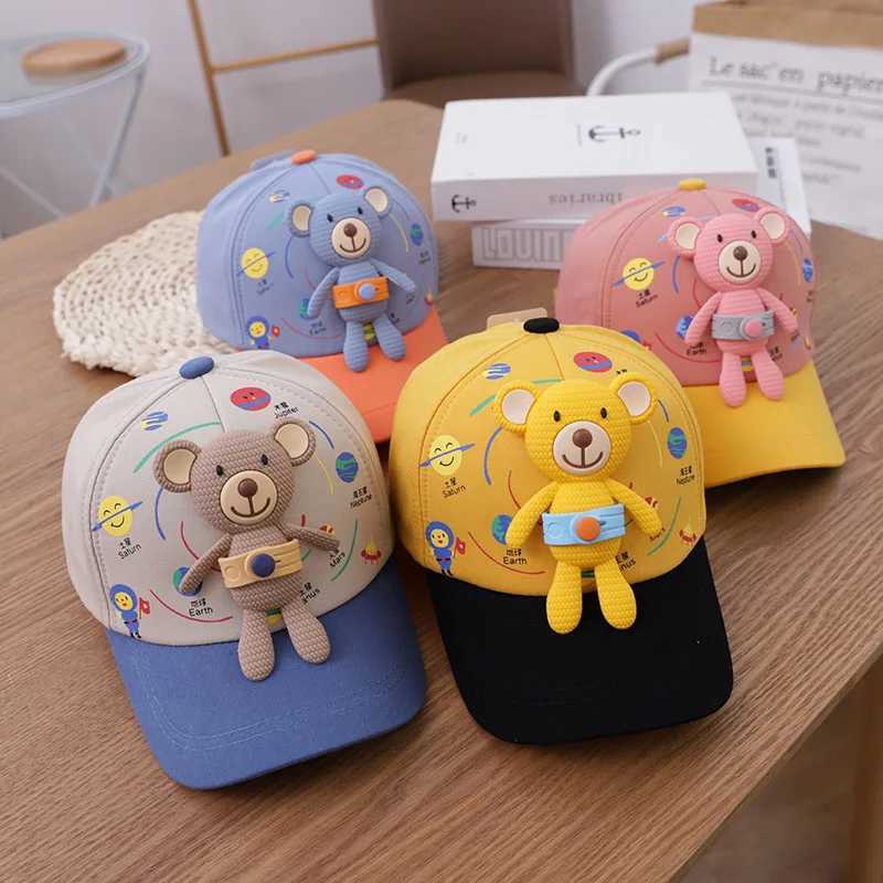 Baby Cap for Boys Girl Cute Bear Doll Adjustable Baseball Hat Children Spring Summer Outdoor Sunshade Casual Hats 2-3Y LX241018