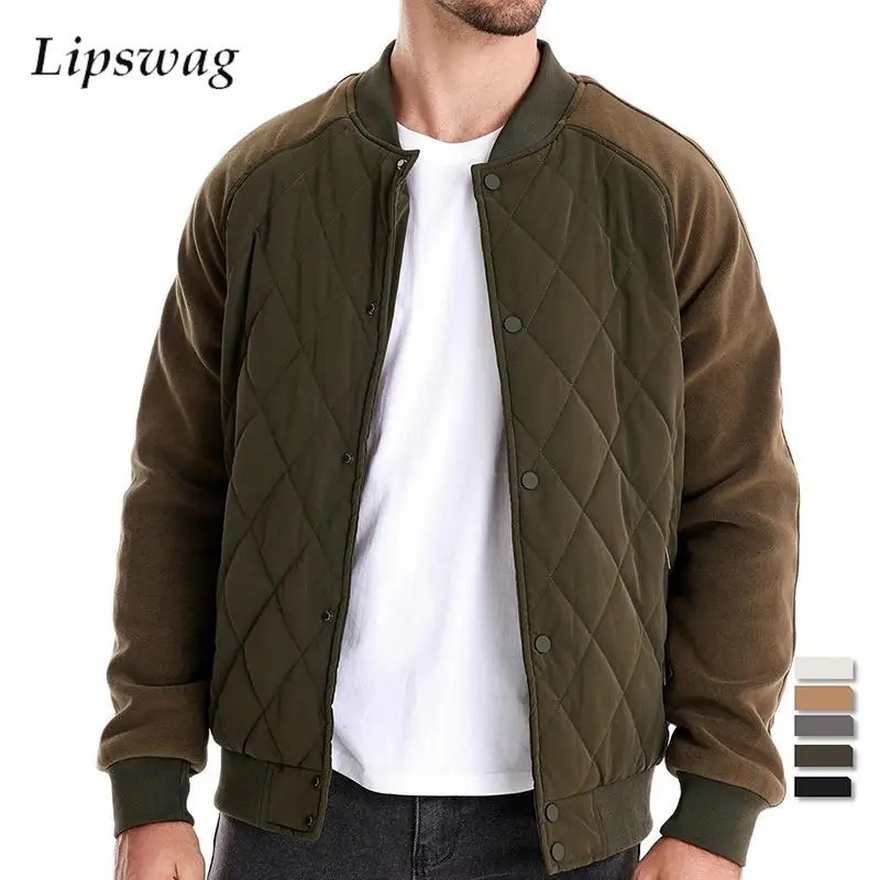 Winter Warm Padded Cotton Jackets Mens Fashionable Patchwork Fleece Jacket Streetwear Men Autumn Casual Stand Collar Outerwear 241018