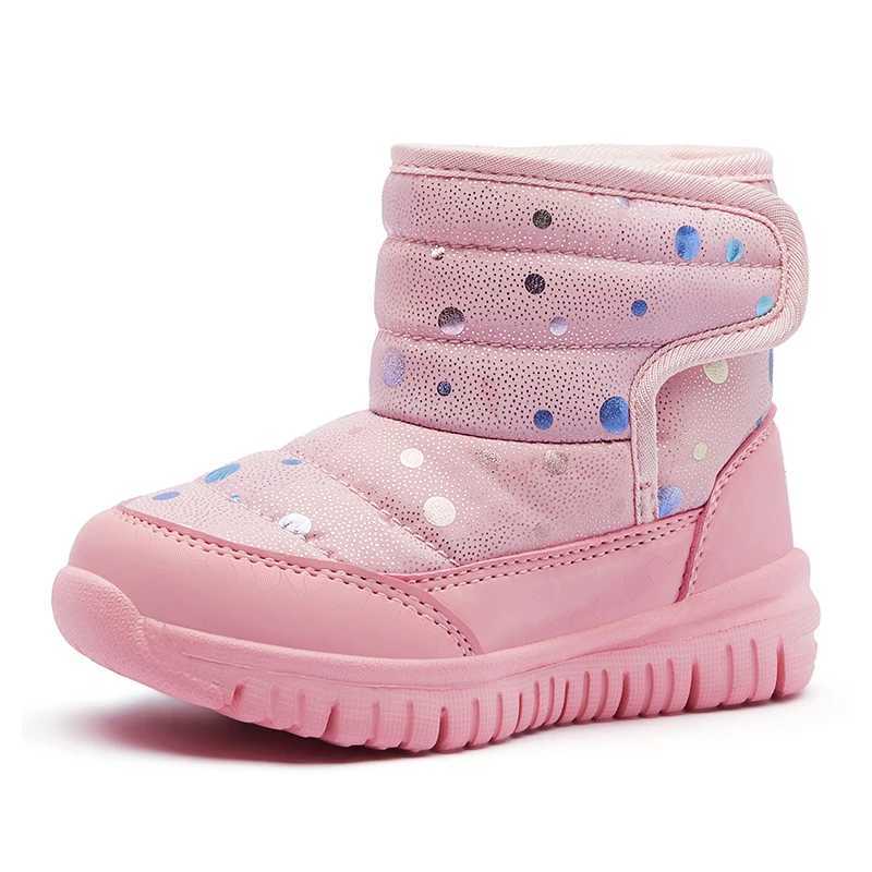 Boots Kids Snow Boots for Boys Girls Cute Dots Warm Thick Fur Children Winter Boots Anti-skid Soft Light-weight 2024 New Fashion Boots H241018