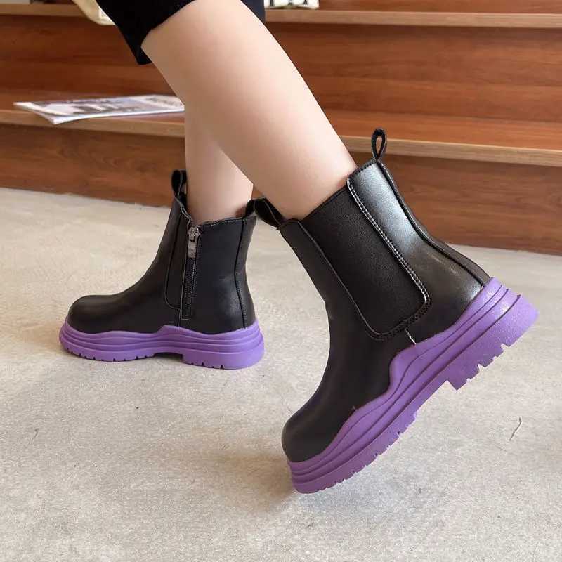 Boots Fashion Kids Shoes Baby Girls Boots Children Chelsea Boots Autumn Ankle Botas Botines Tn Girl Cool School Shoes 26-36 H241018