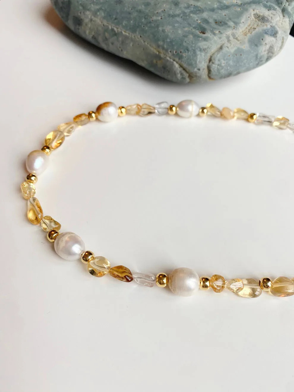 high-end n irregular natural stone mosaic natural pearl necklace simple temperature 241018