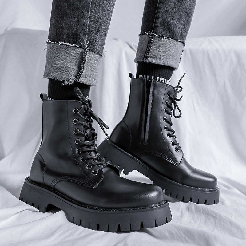 Martin Boot Oversized Mens Ankle Women Boots Leather British Style New Motorcycle Boots Fashion Boots Fashion Boots Woman Shoes 240927