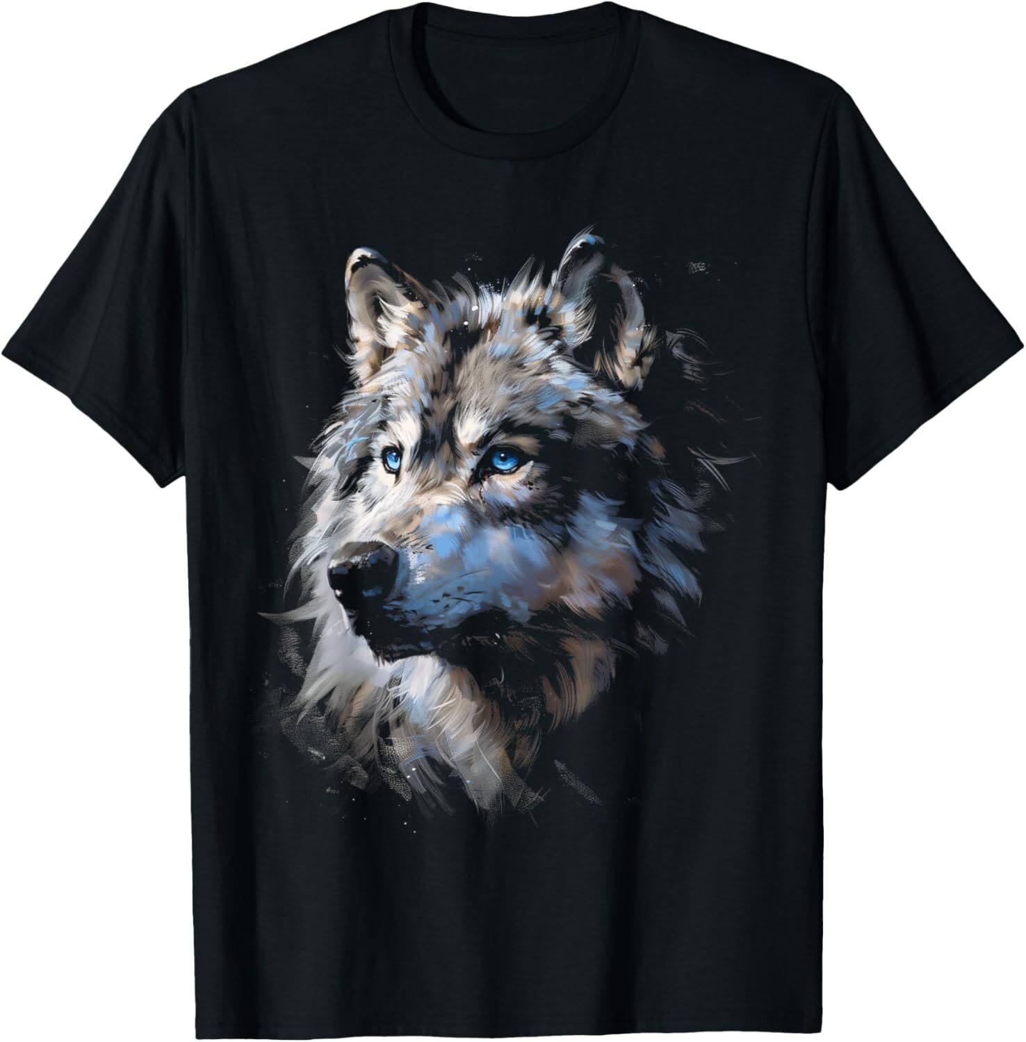 Mens T shirt Alpha Wolf Dark Fantasy Art Graphic Blue Eyes Wolf Lovers T-Shirt tee Casual tops summer clothes Fashionable and cool