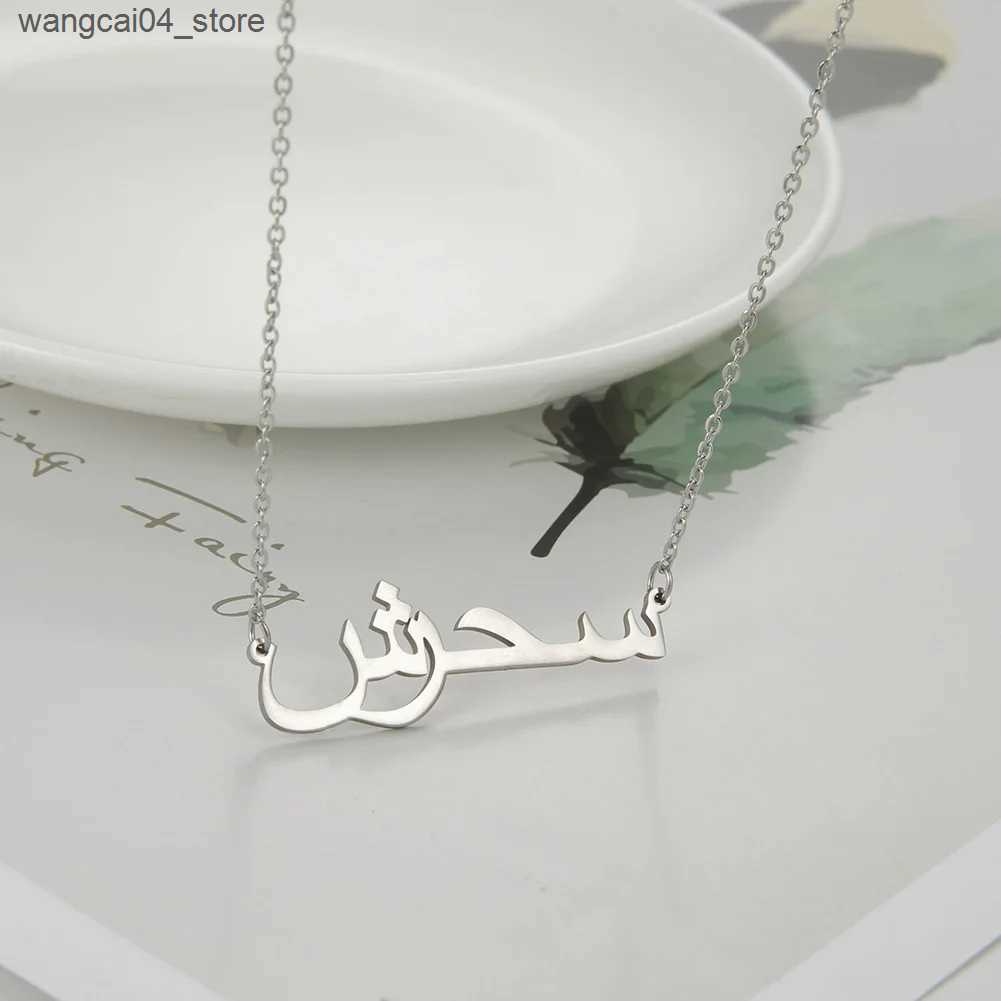 Chokers Sipuris Personalized Arabic Name Customized Necklace Mens Stainless Steel Chain Pendant Necklace Jewelry L240910