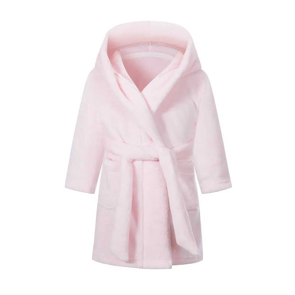 ChildrenS Pajamas And Bathrobes Solid Color Soft Robe Personalized Princess Sleepwear Warm Loungewear Home Clothes 2-12YearsXJ241018