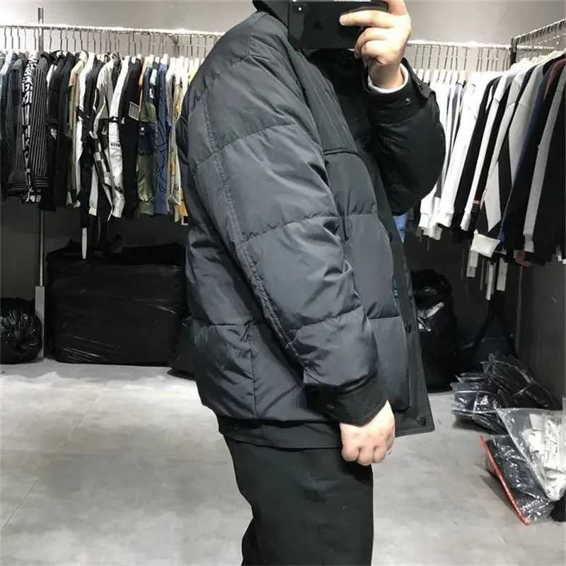 Padded Jacket Mens Turndown Collar Short Cotton Coat Autumn Winter New Casual Thick Warm Loose Outerwear Patchwork Parkas LX241018