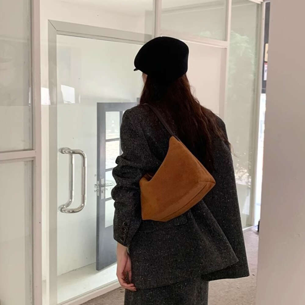 Handbag Retro Suede Small for Women Casual Versatile Handle Shoulder Bags Female Commuter Brown Purse Travel Underarm Bag