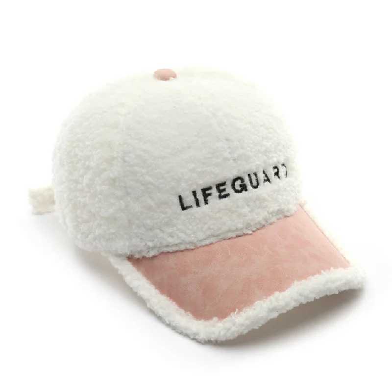 Baseball Cap Man Woman Letter Faux Fur Hats Thick Warm Snapback Winter Autumn Caps Casual Lambswool Trucker Hat Retro Bone HatsX241018