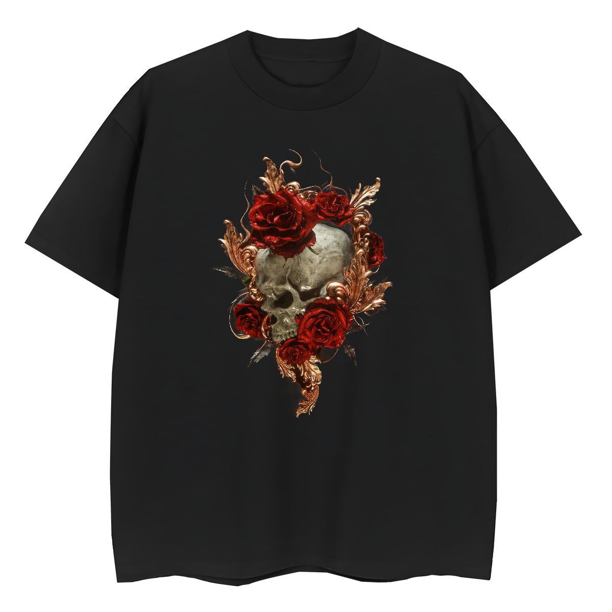 New Arrival Womens T Shirts 230g 100% Cotton Breathable Crew Neck Summer Casual skull Lady T shirt Comfortable Custom Print Oversized Top Shirts