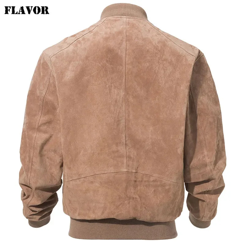 FLAVOR Men Classic Real Pigskin Coat Genuine Baseball Bomber Leather Jacket 241018