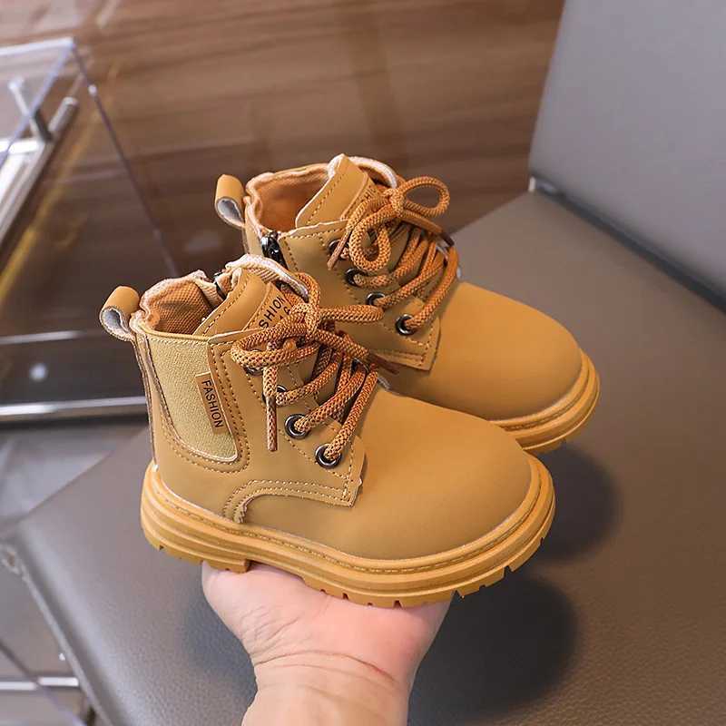 Boots New Spring Autumn Kids Boots for Boys Round-toe Causal Children Ankle Boots Fashion Simple Girls Thick Bot School Black Boots H241018