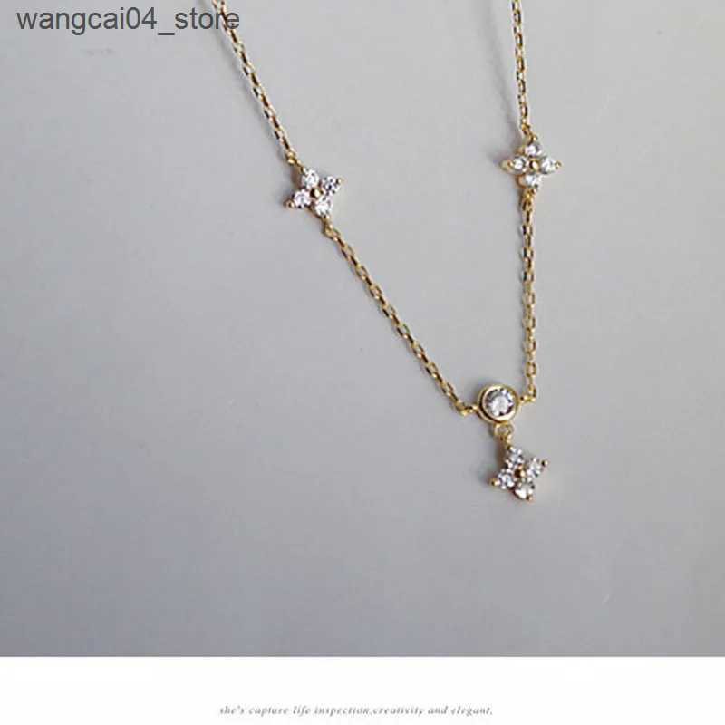 Chokers S925 Lucky Three Leaf Necklace Four Leaf Certified Necklace Pendant Pure Silver Womens Charm Exquisite Jewelry Wedding Gift L240910