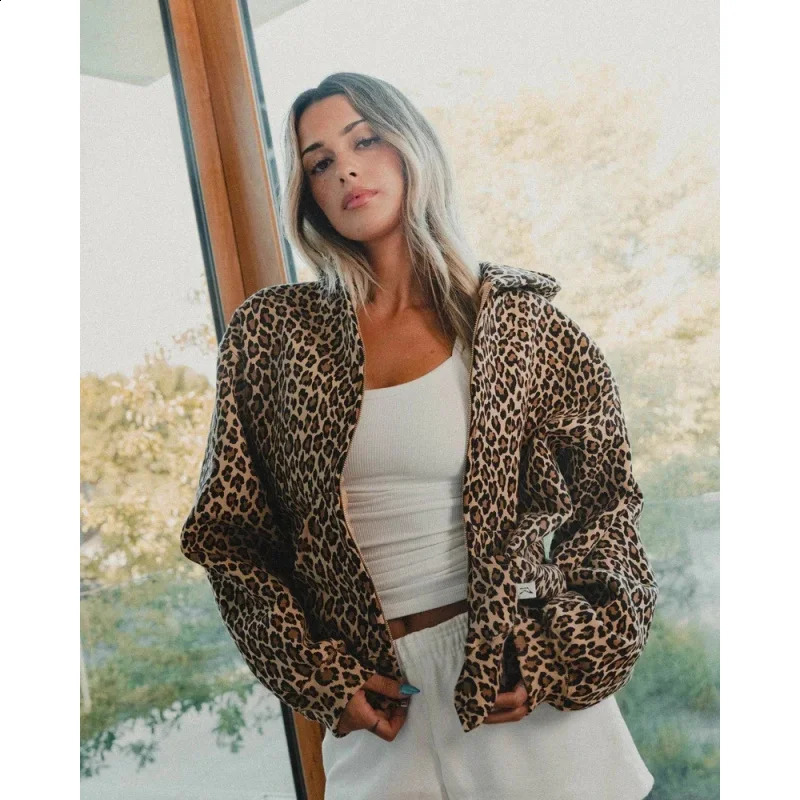 Traf women 2024 Leopard Print Hoodies Women Y2k Streetwear HipHop Harajuku Cheetah Print Hooded Sweatshirt Vintage Autumn Winter 241017