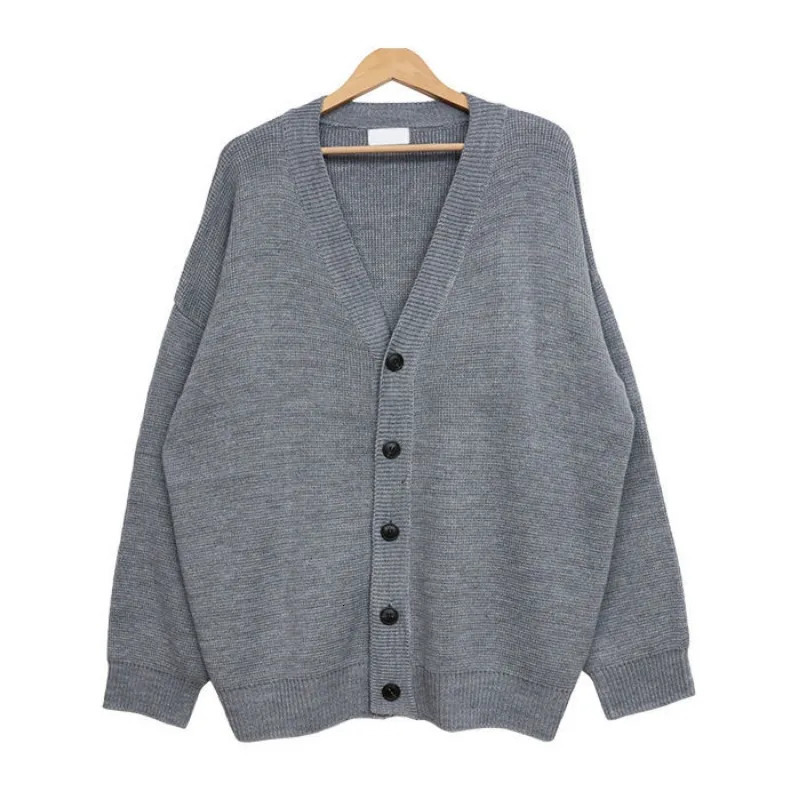 Mens Sweater Cardigans Autumn Winter Solid Color Knitted Sweaters Jacket Casual Loose Vneck Singlebreasted Tops 241018