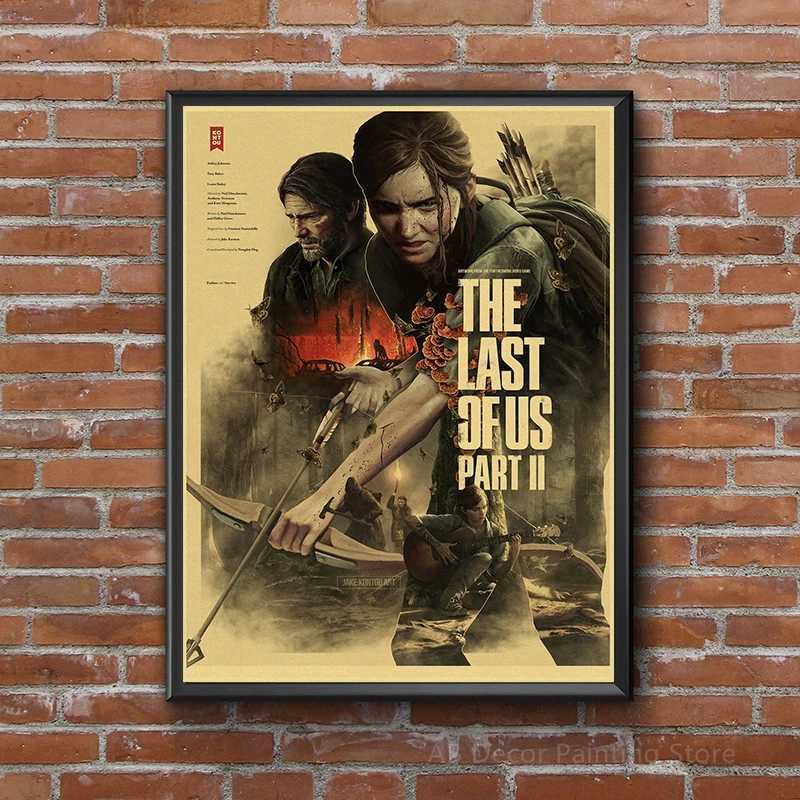 Hot The Last of Us Part 1 2 Poster Abby Ellie Retro Kraft Paper Prints Vintage Home Room Bar Cafe Club Decor Art Wall PaintingXJ241016