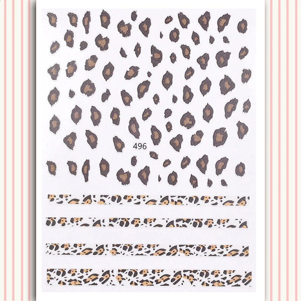 10PCS Animal Zebra Nail Art Sticker Cheetah Black And White Nail Art Decorative Decal 3D Adhesive Animal Fur Wolf Nail Slider 241017