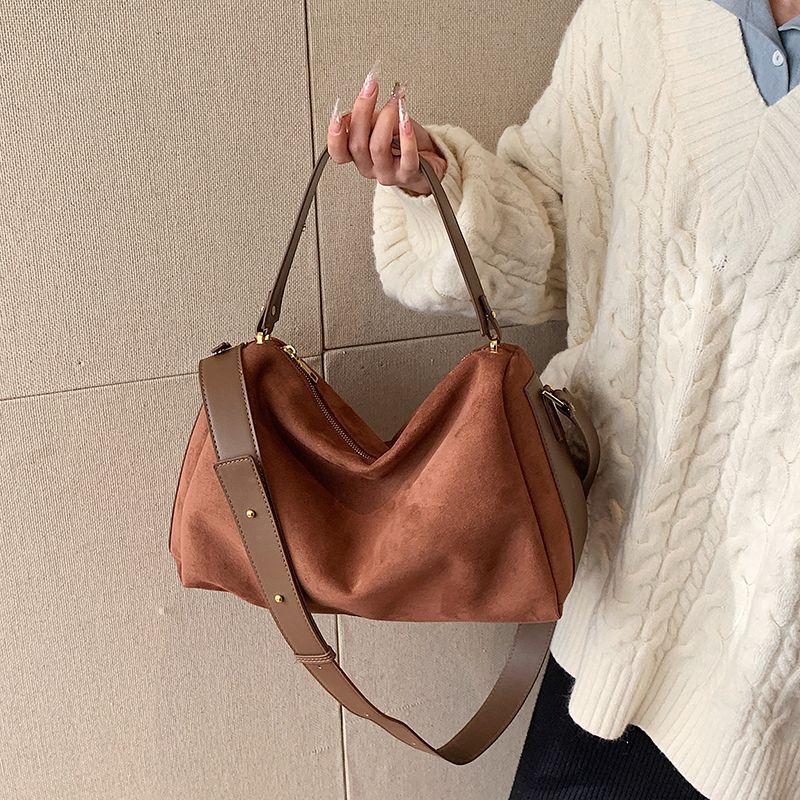 Miyagawa Korean Version Niche Frosted Boston Commuting Bag 2024 Autumn/Winter New Fashionable Crossbody Tote Bags