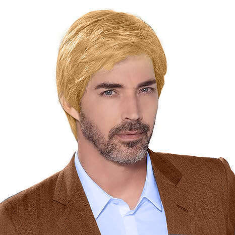 Chemical Fiber High Temperature Silk Gold Short Straight Wig Men's Hair Cover