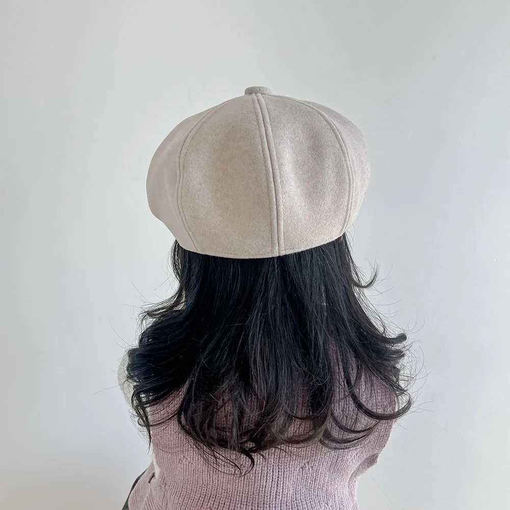 Pure Color Woolen Hat Children Autumn Winter Beret Hats Versatile Girl Baby Fashion Cute Caps For Kids 2-6 Years LX241018