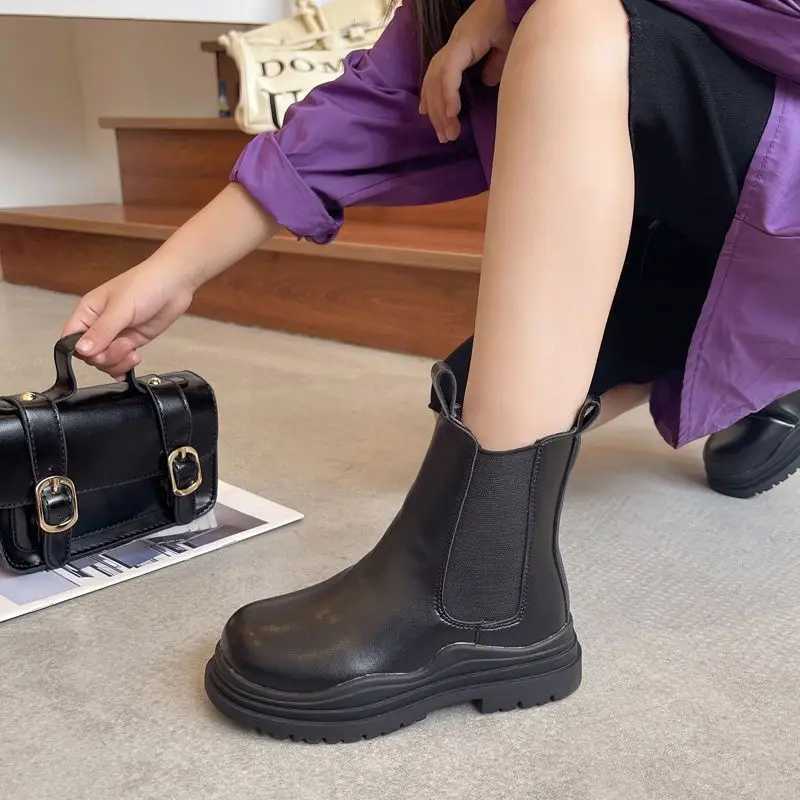 Boots Fashion Kids Shoes Baby Girls Boots Children Chelsea Boots Autumn Ankle Botas Botines Tn Girl Cool School Shoes 26-36 H241018