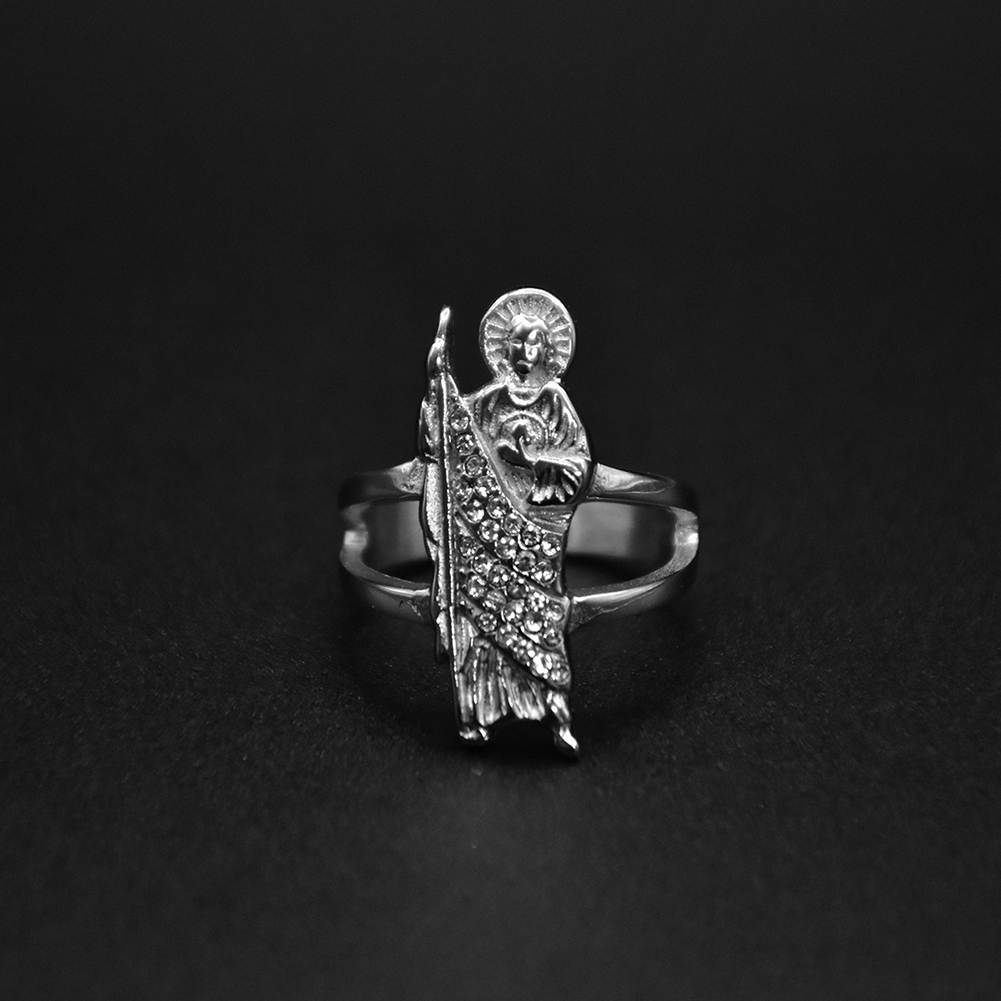 Stainless Steel St Jude Casting Ring 18k Gold Plated Women Men Religious Jewelry