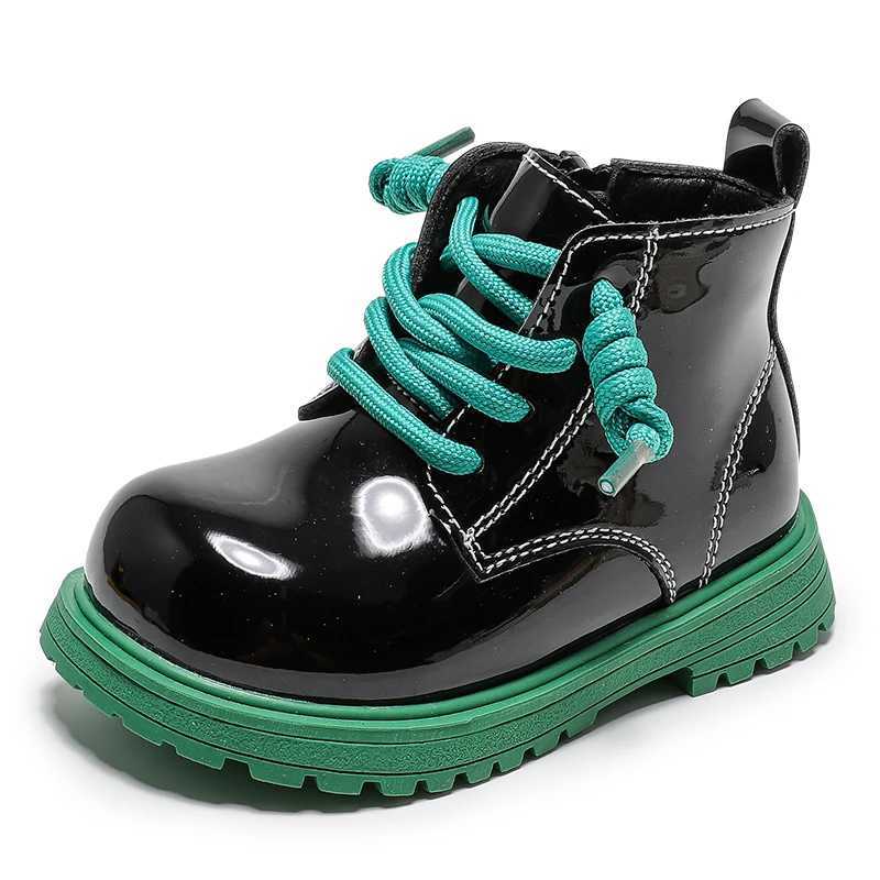 Boots Boys Short Boots Autumn Soft Soled Girls Simple Glossy Kids Fashion Versatile Multicolor Sole Side Zipper Casual Child Boots PU H241018
