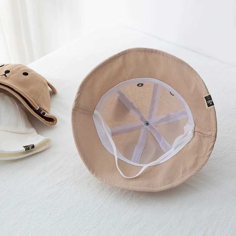 Cute Bear Baby Bucket Hat With Ears Boy Girl Cotton Kids Sun Hat Outdoor Summer Child Panama Cap LX241018