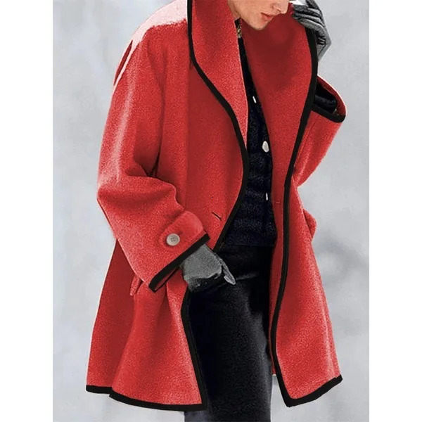 Fashionable and Sexy LongSleeved Hooded Woolen Coat with Large Lapel n for Women 241018