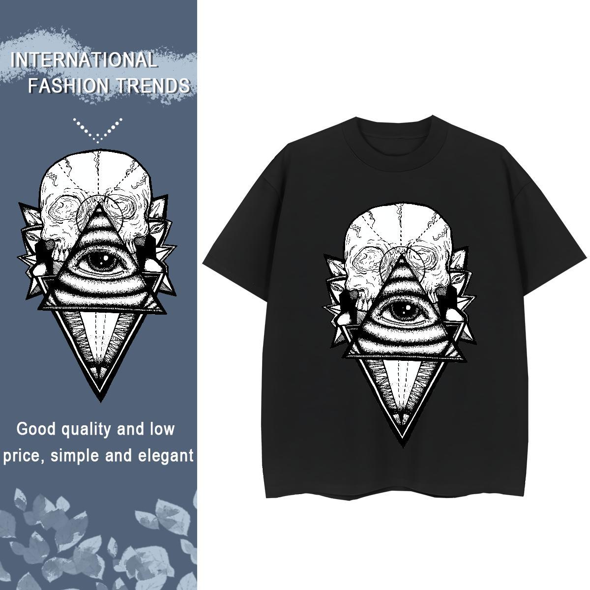 Fashion Casual T-Shirts for Women 230g 100% Cotton Breathable Crew Neck Spring Summer eye of the devil Women Tees Female Customized Clothings