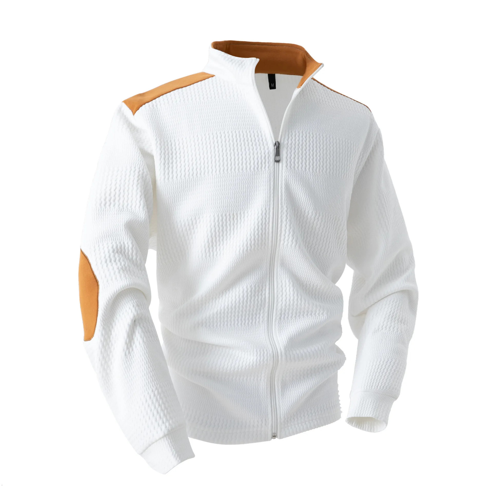 Mens Jacket Winter Thick Embroidered Zipper Stand Collar Solid Color Fashion Casual Warm Comfortable Long Sleeve Tops 241018