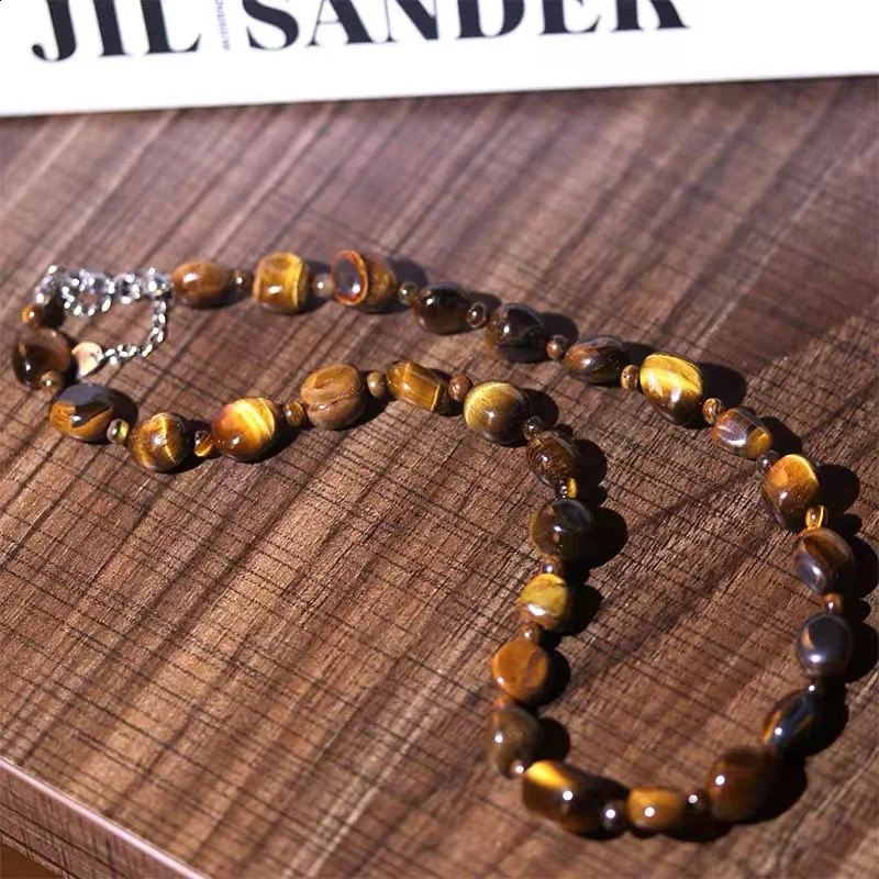 Natural Tiger Eye Stone Irregular Pearl Set Necklace Light yet Exquisite Retro Fashion Freshwater Pearl Bracelet Necklace 241018