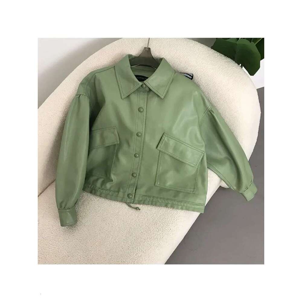 2024 Spring Faux Leather Jacket Women Streetwear Autumn Long Sleeve Short Coats Loose Warm Moto Biker Outwear American Style