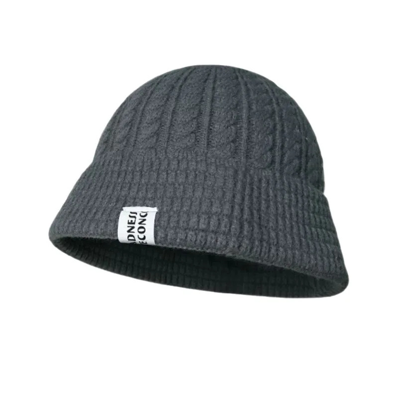 Men Winter Bucket Hats Soft Plush Warm Fisherman Hat Casual Outdoor Wool Cable Knit Foldable Panama Hat 241007