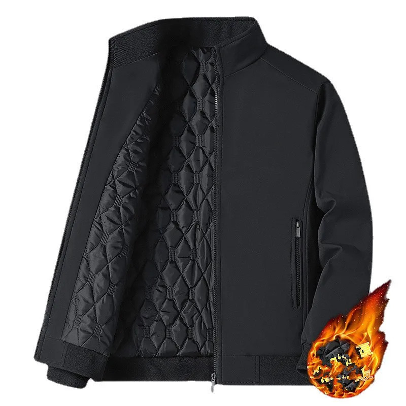Winter Fleece Thick Jacket Men Warm Grey Windbreaker Fur Collar Coat Plus Size High Quality Fashion Lamb Wool Parka 241018