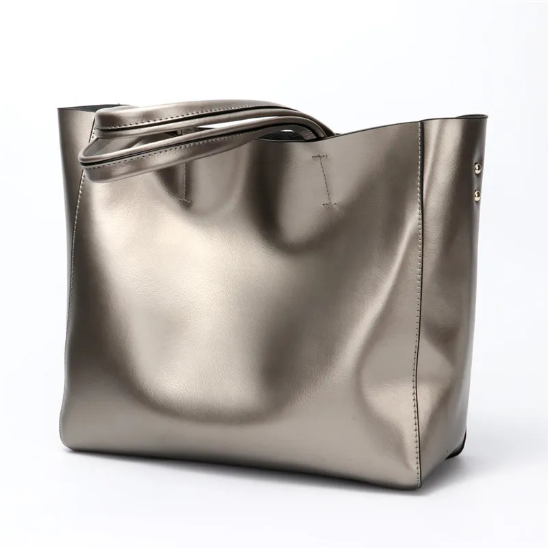Silver handbag er bag womens genuine leather shopping fashion handbag womens top bag womens shoulder bag241018