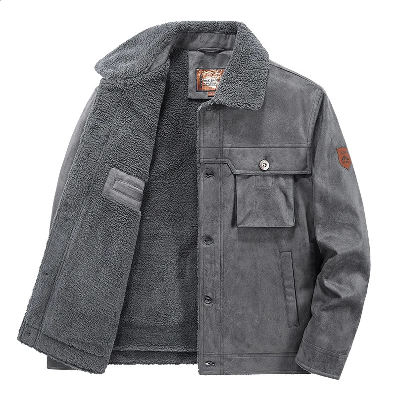 Supuscreat autumn warm mens Suede jacket windproof machine park thick wool jacket mens windproof jacket 241007