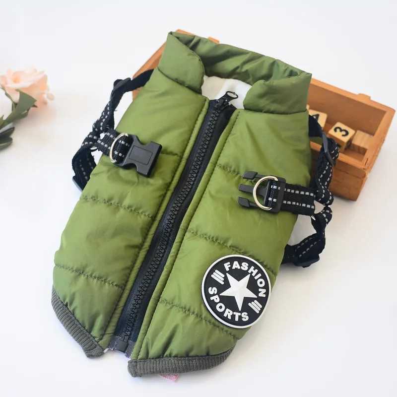 Pet Dog Jacket With Harness Winter Warm Dog Clothes For Labrador Waterproof Small Dog Coat Chihuahua French Bulldog OutfitsXJ241018