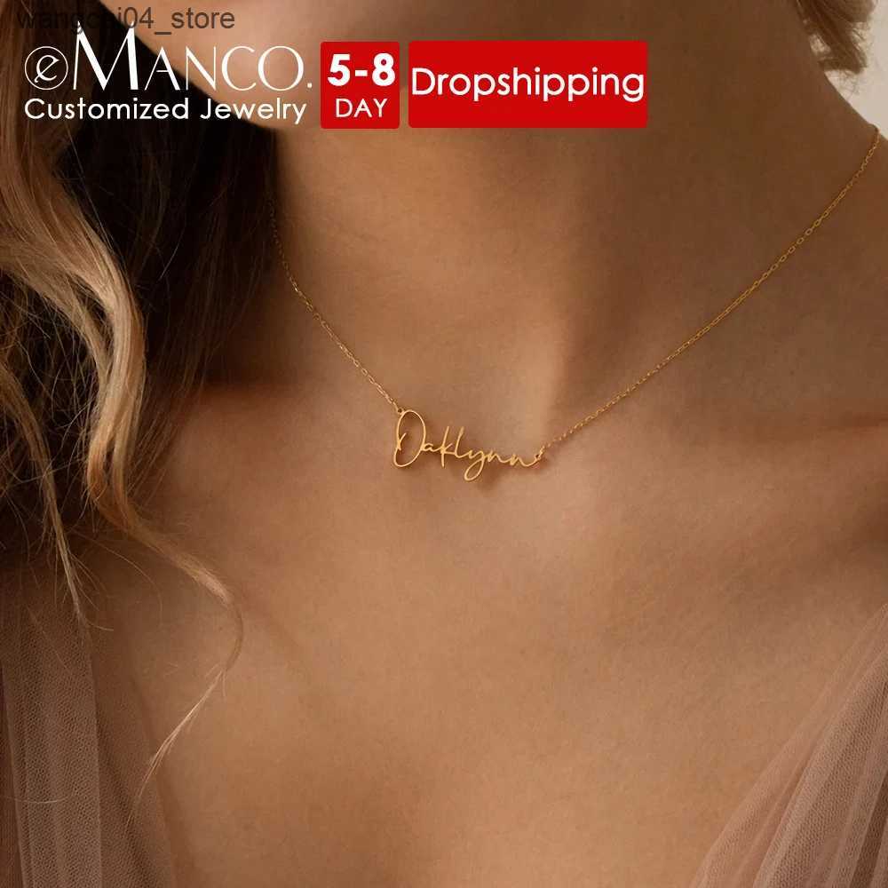 Chokers Customized Stainless Steel Initial Name Necklace Customized Personalized Letter Necklace Pendant Name Gift Direct Shipping L240910