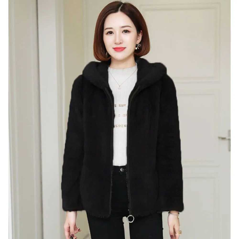 7XL Large Size Women Hooded Plush Jacket New Spring Autumn Korean Loose Faux Lambwool Fleece Zipper Coat Female Short OutwearX241018