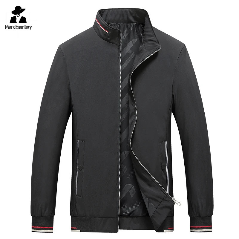 Autumn Jacket Mens Business Casual Stand Collar Windproof Korean Style Slimfit Middleaged Baseball Suit Coat 241018