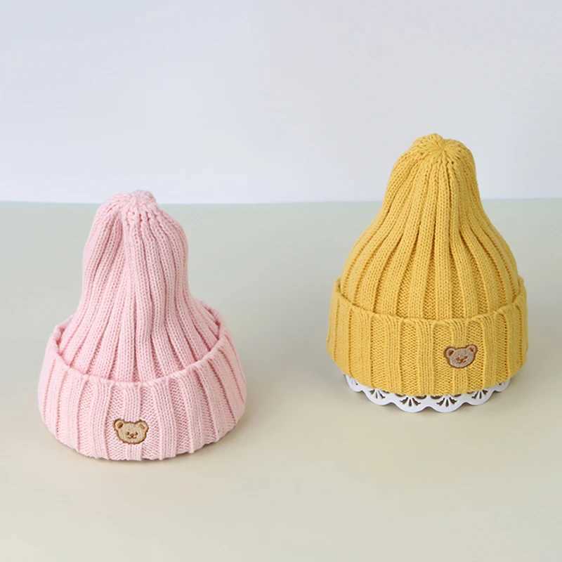 Korean Bear Baby Hat Winter Warm Infant Toddler Boys Girls Cap Beanies Soft Knitted Kids Children Hat Bonnet LX241018