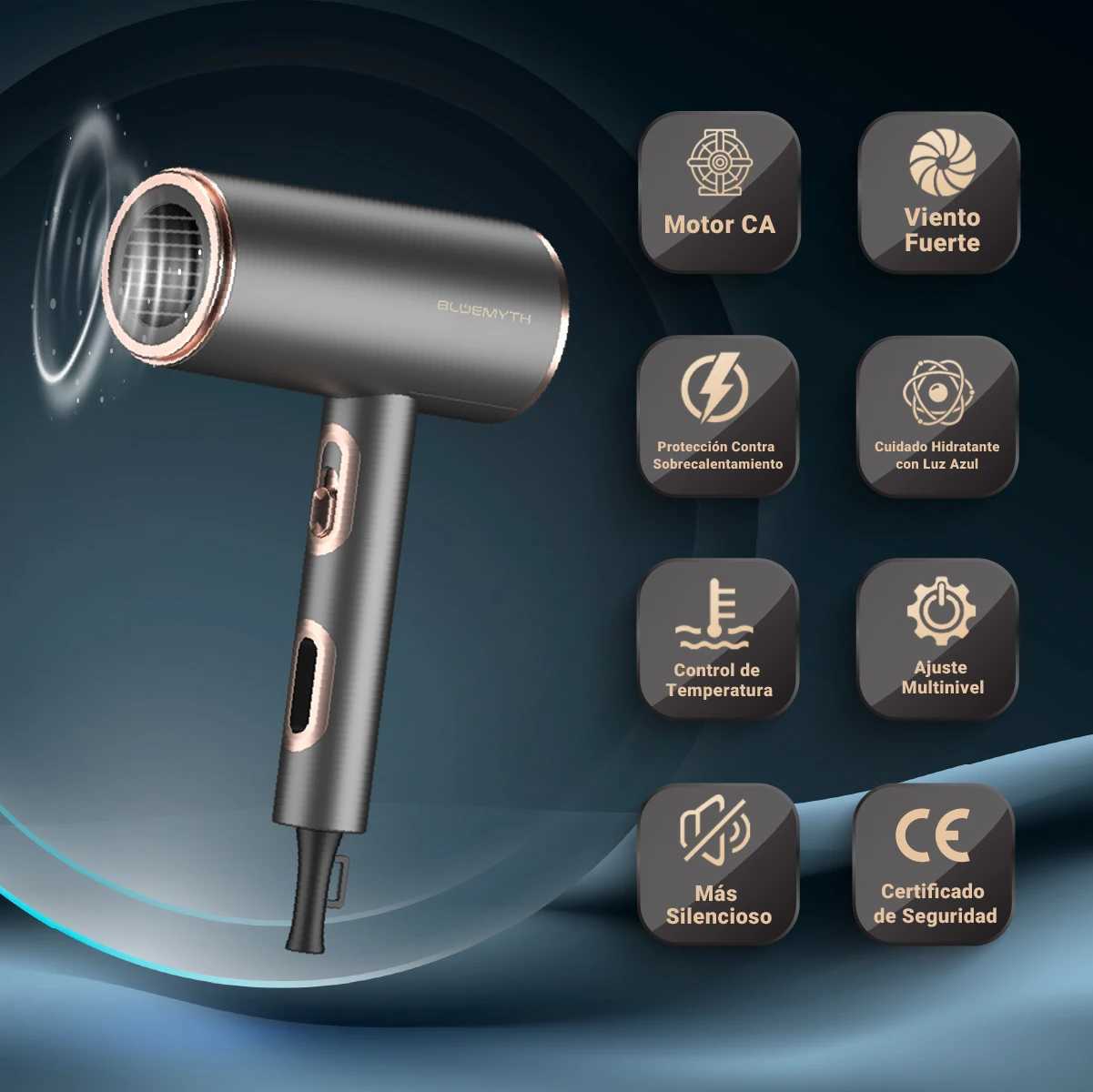 2200W high-power professional hair dryer with negative ion heat and cold blue light anti-static hair dryer for household appliances W241018