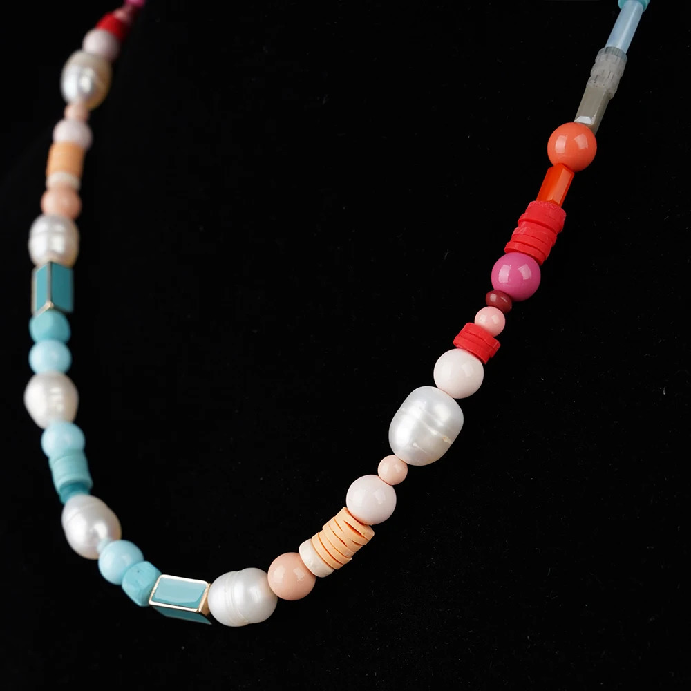 Natural gemstones irregular red coral chips natural pearls jewelry making stainless steel accessories necklaces 241018